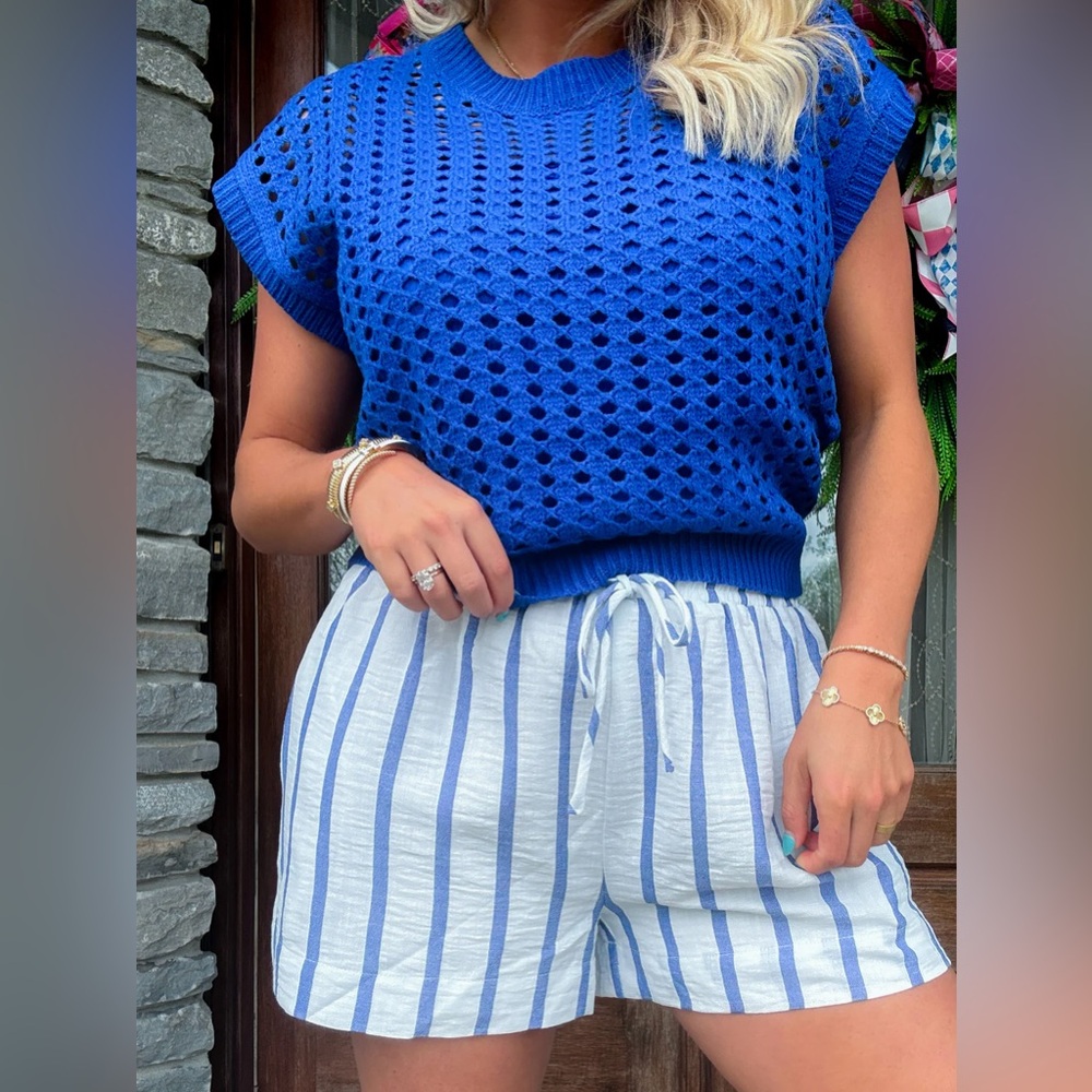 DAY TRIP STRIPE (BLUE/WHITE) SHORT - SADIE & SAGE